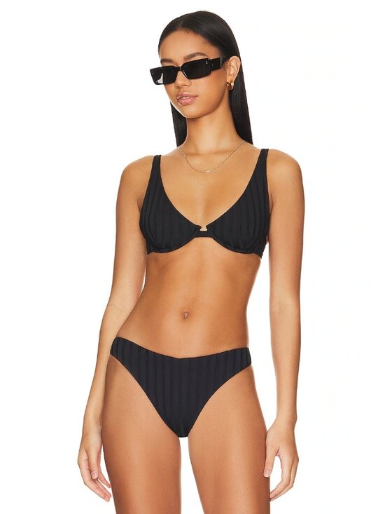 Vitamin A Rossi Halter Underwire Bikini Top in Black Small Womens Swimsuit